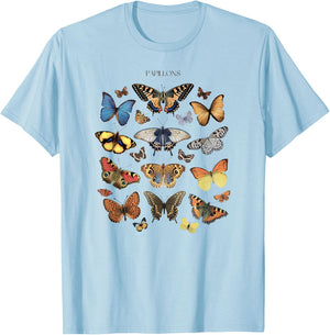 Entomology Butterfly Papillons Collage Lepidoptera Vintage T-Shirt - T-Shirt | Light Blue