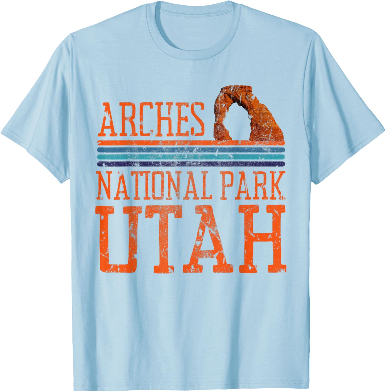 Arches Utah Nature Hiking Outdoors Vintage T-Shirt - T-Shirt | Light Blue
