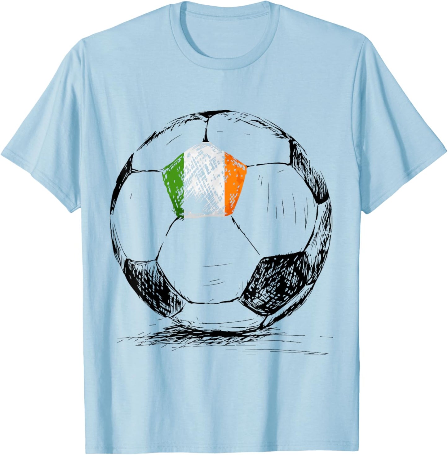 Ireland Irish Eire Flag Design on Soccer Ball Jersey T-Shirt - T-Shirt | Light Blue
