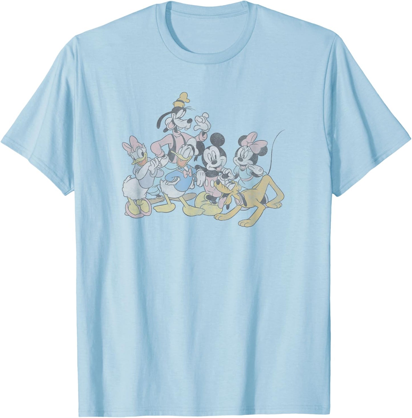 Disney Mickey Classic Group Colorful Poster T-Shirt - T-Shirt | Light Blue