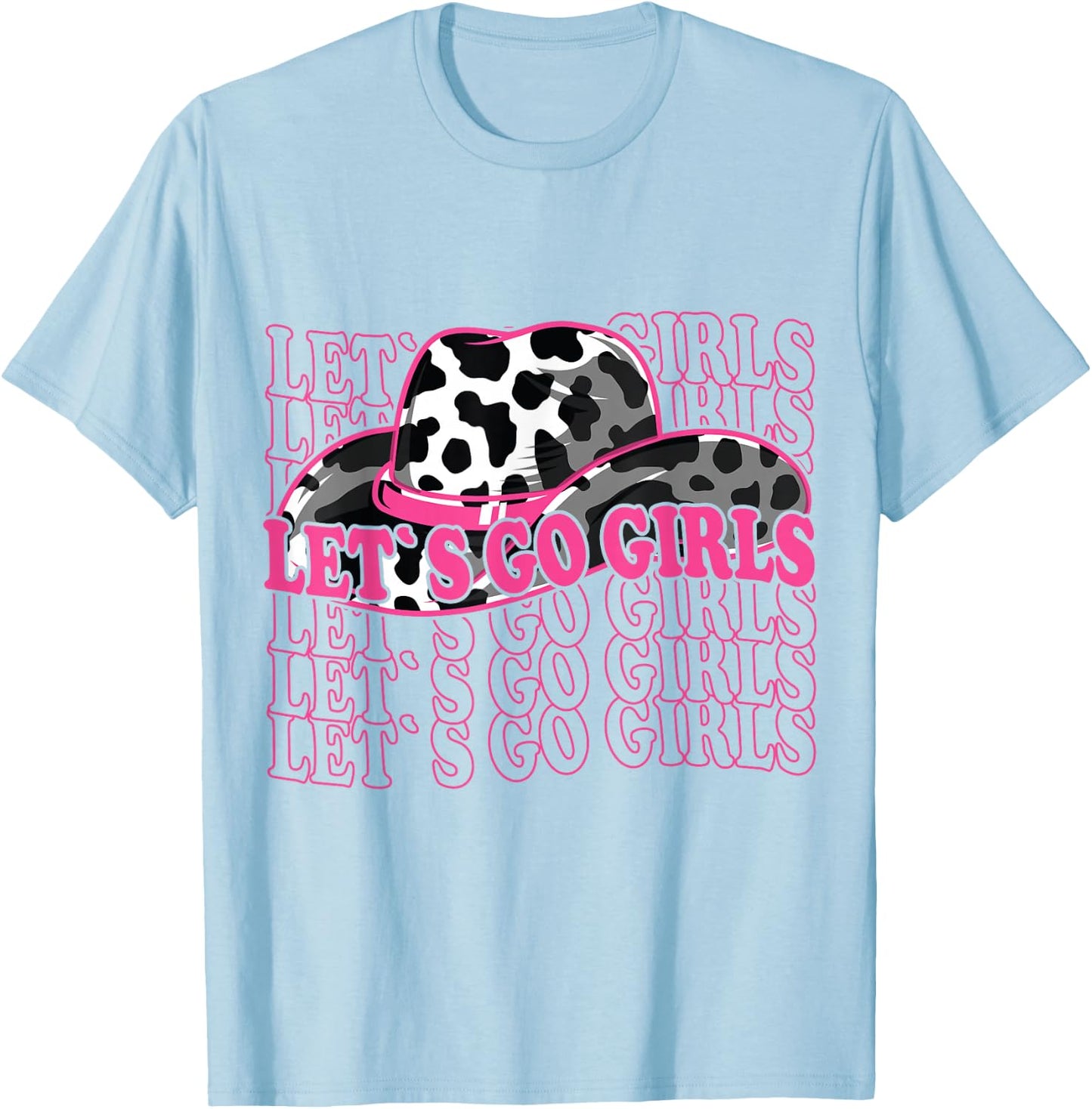 Let´s Go Girls - Country Southern Western Cow pattern T-Shirt - T-Shirt | Light Blue