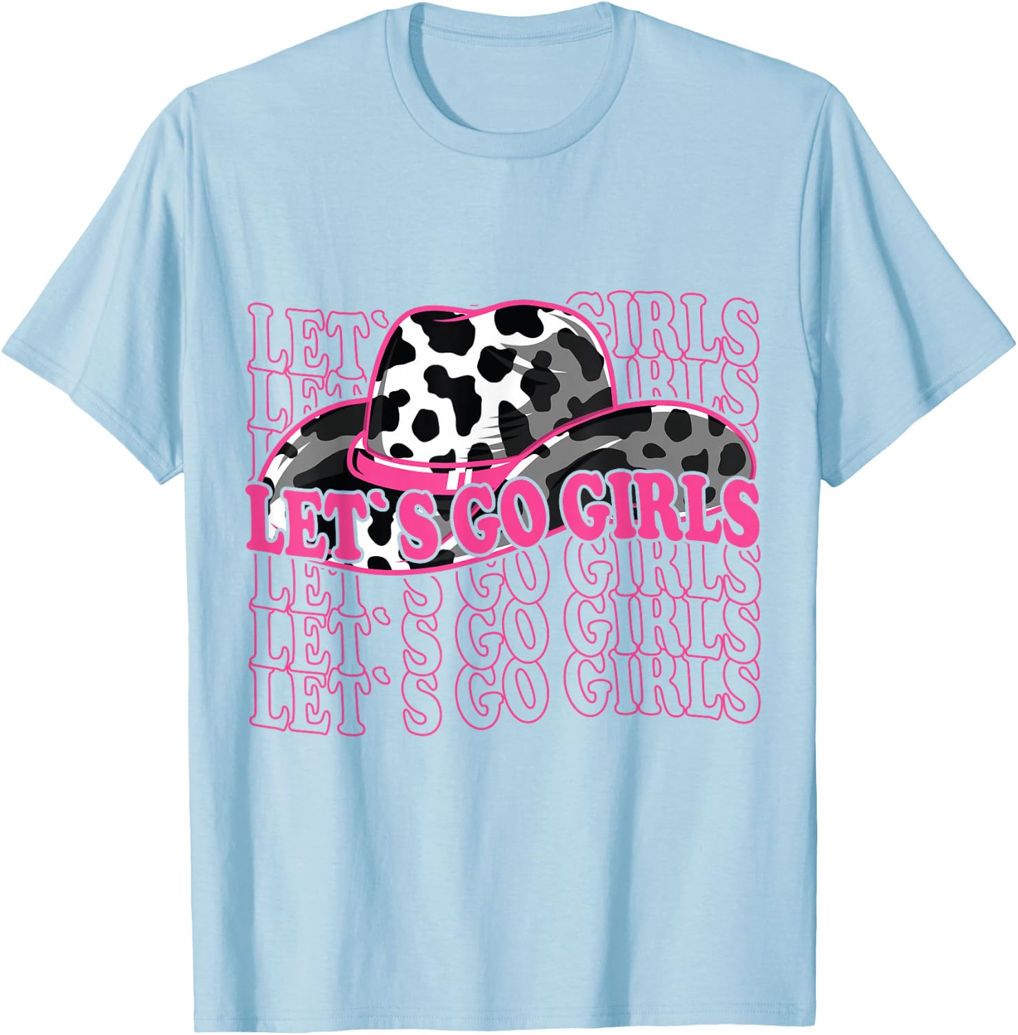 Let´s Go Girls - Country Southern Western Cow pattern T-Shirt - T-Shirt | Light Blue