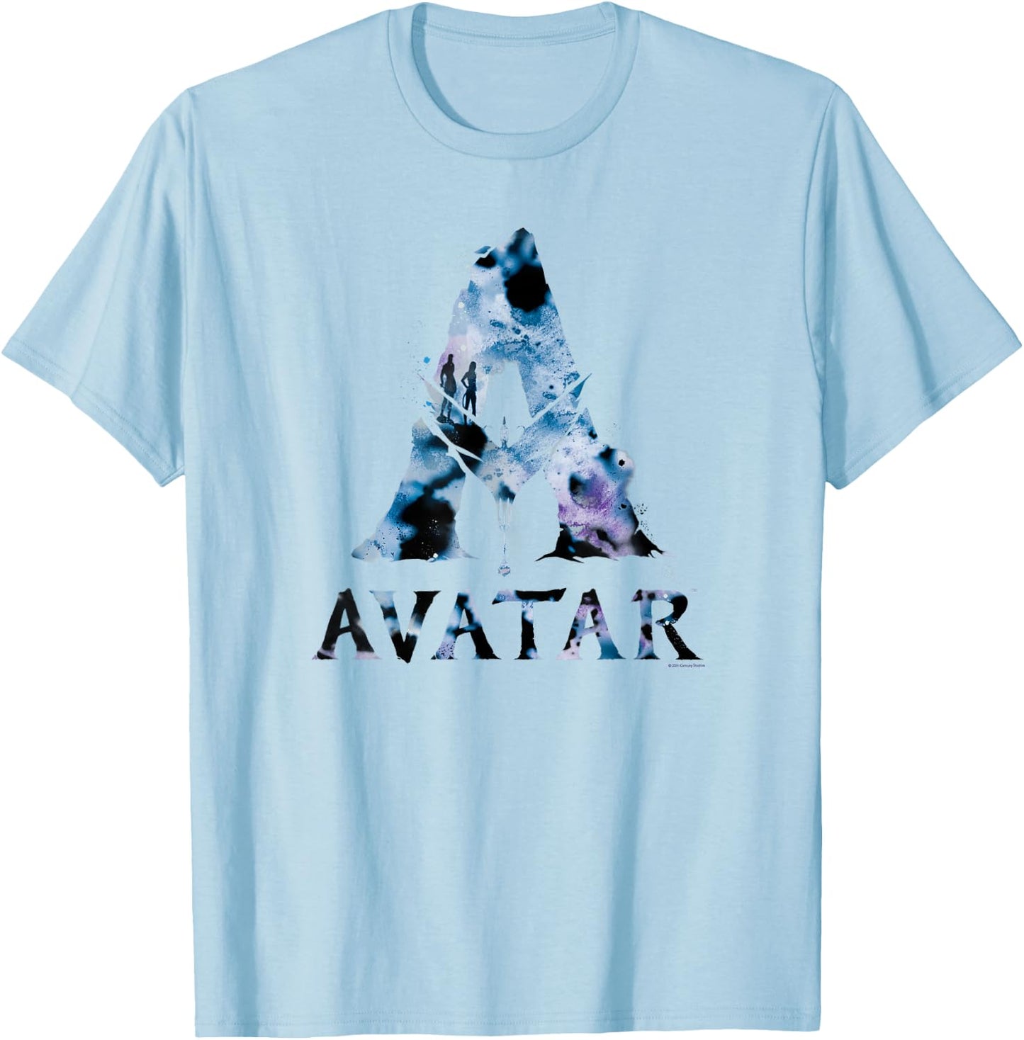 Avatar Banshee A Logo with Jake Sully and Na’vi Neytiri T-Shirt - T-Shirt | Light Blue