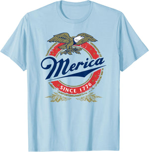 Merica Since 1776 Funny 4th of July Merica Since 1776 T-Shirt - T-Shirt | Light Blue