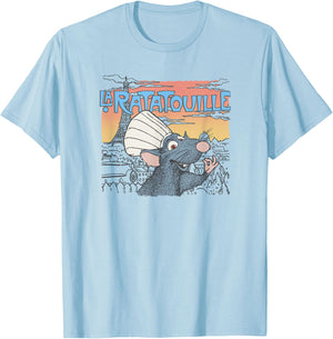 Disney Pixar Ratatouille Paris, France Chef's Kiss T-Shirt - T-Shirt | Light Blue