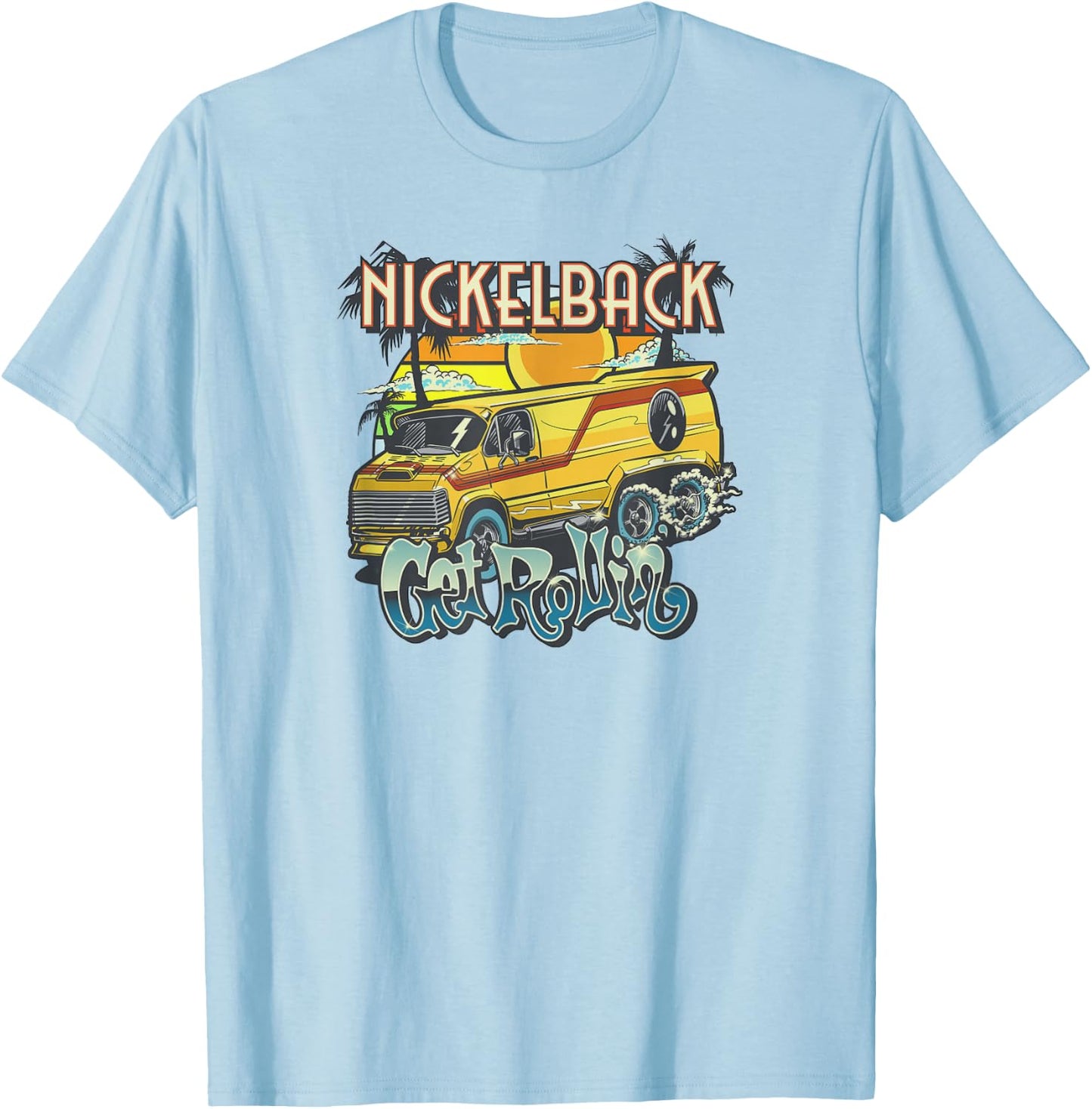 Nickelback Get Rollin' Cover (Yellow) T-Shirt - T-Shirt | Light Blue