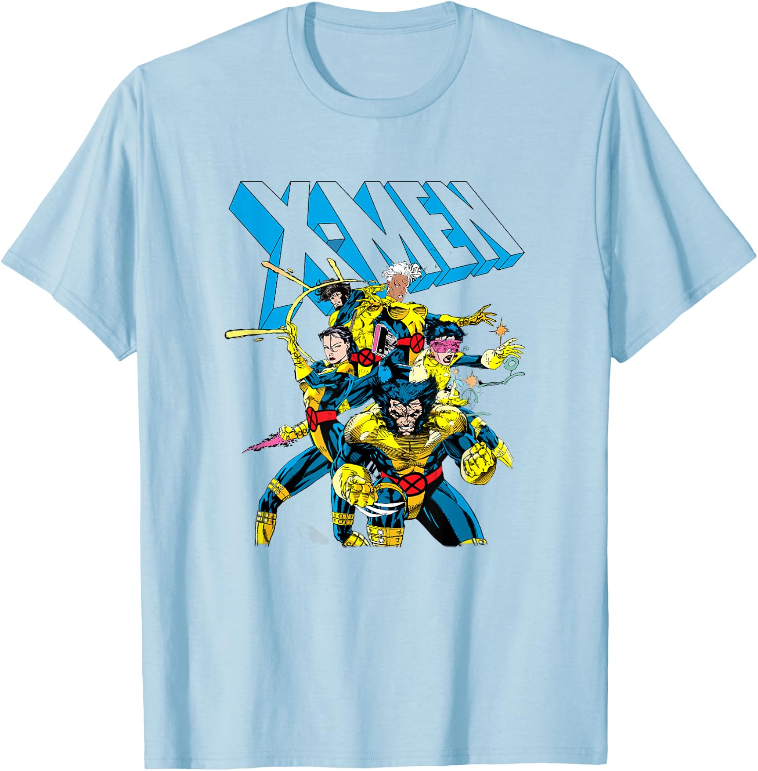Marvel X-Men 80's Style Uniforms Vintage Group Shot T-Shirt - T-Shirt | Light Blue