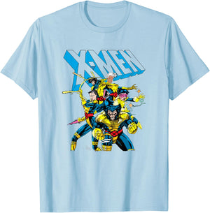 Marvel X-Men 80's Style Uniforms Vintage Group Shot T-Shirt - T-Shirt | Light Blue