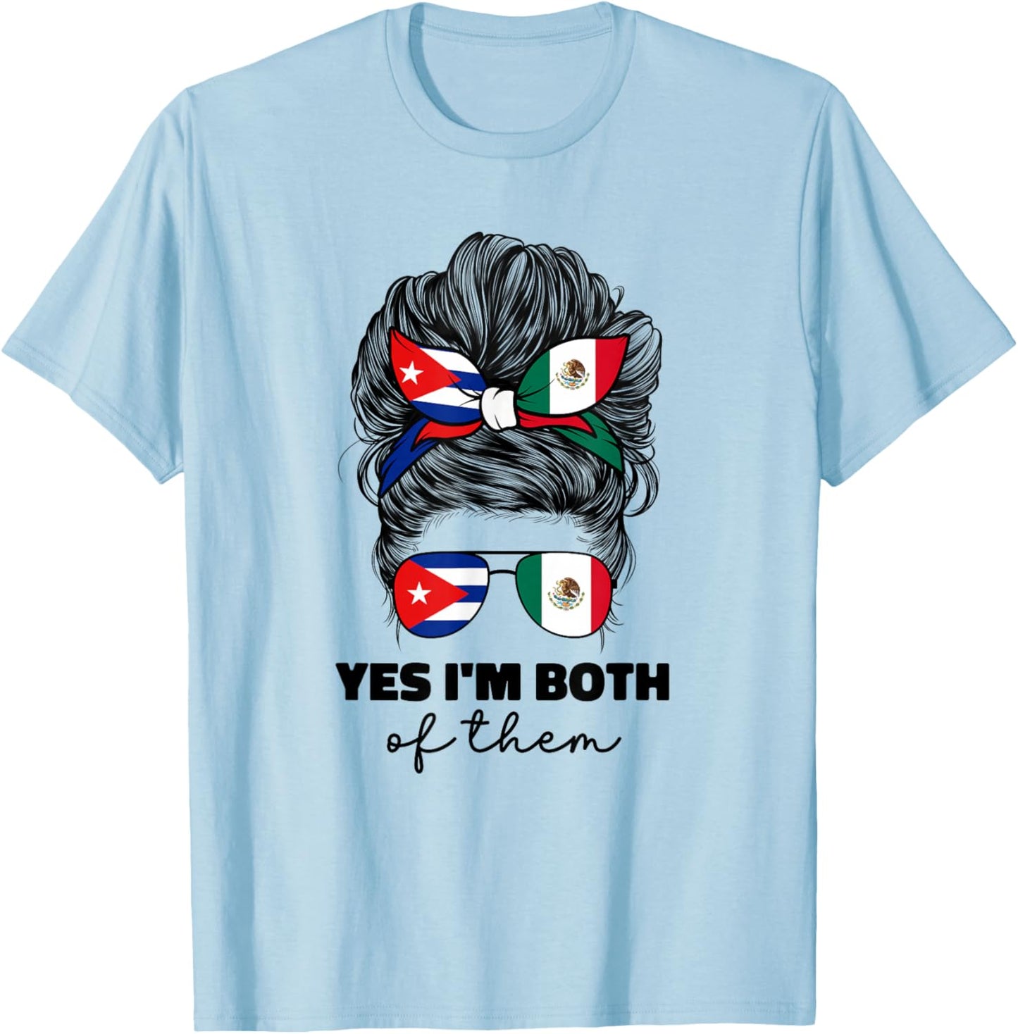 Half Mexican And Half Cuban Mexico Cubanita Cuba Flag Girl T-Shirt - T-Shirt | Light Blue