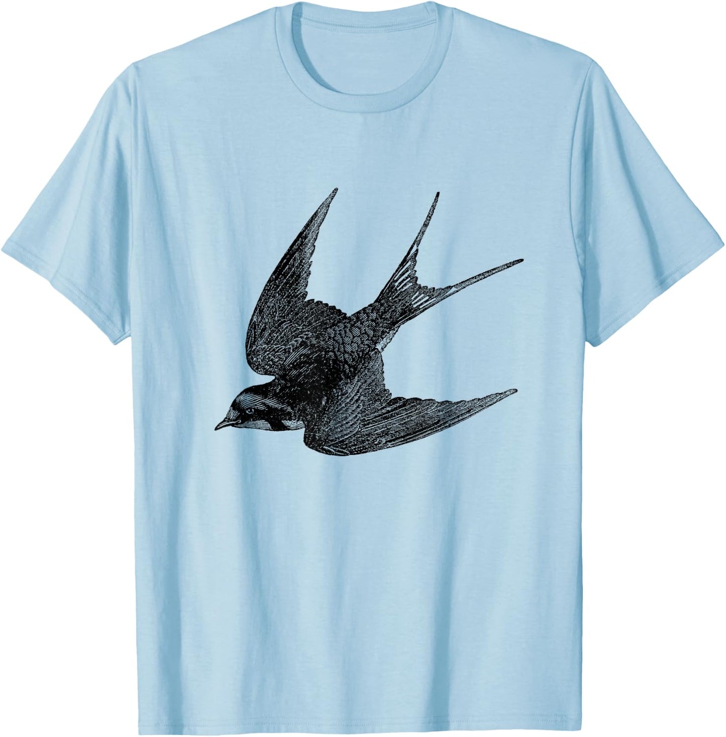 American Barn Swallow Bird Print T-Shirt - T-Shirt | Light Blue