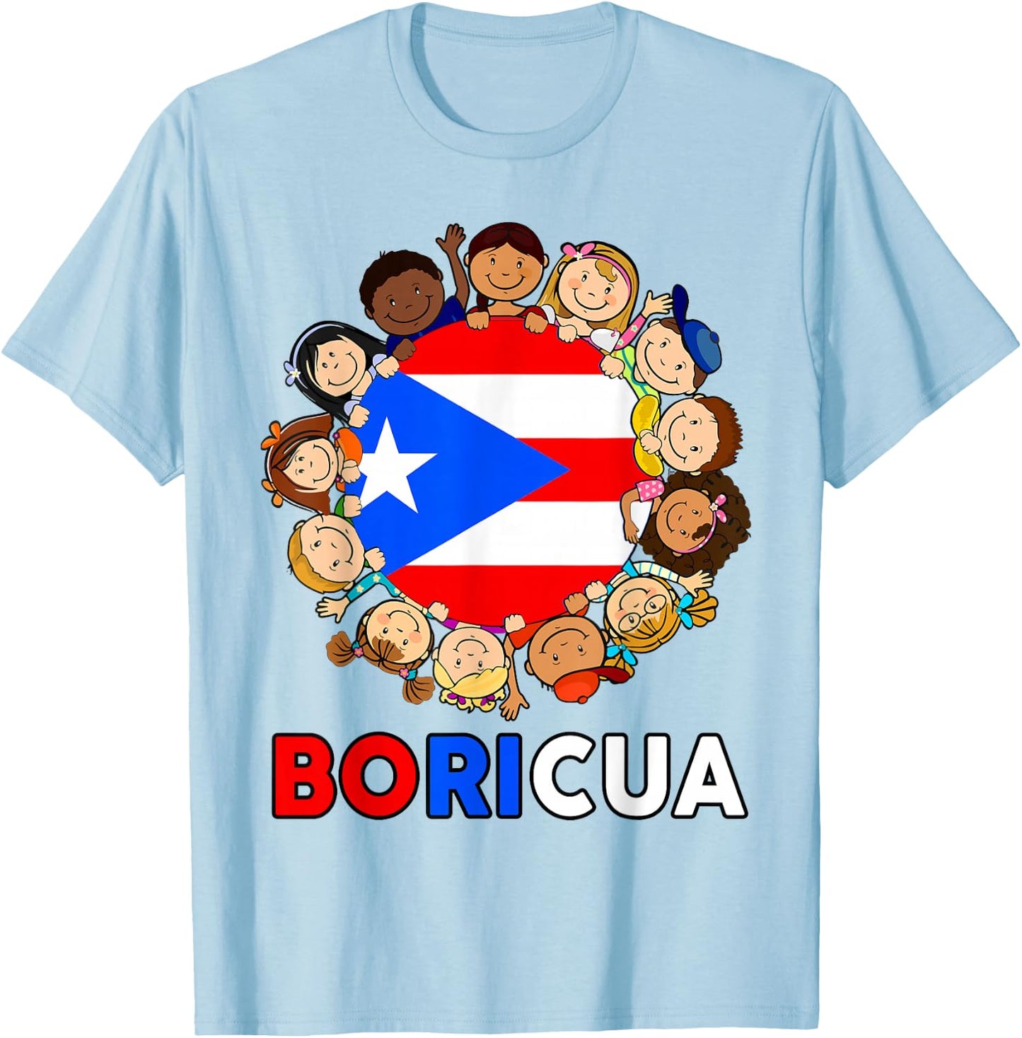 Kids Puerto Rico Flag Boricua Rican Boy Hispanic Heritage T-Shirt - T-Shirt | Light Blue