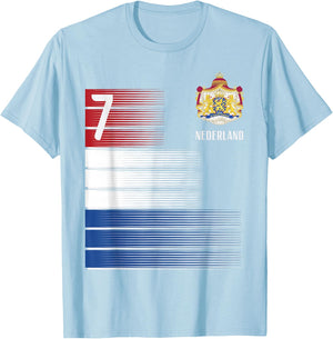 Netherlands Flag Number 7 Dutch Soccer Men Women Kids Boys T-Shirt - T-Shirt | Light Blue