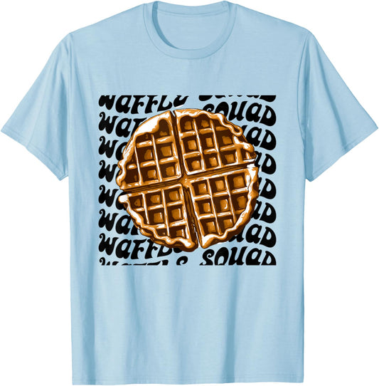 Waffle Gourmet Funny Quote Waffle Squad T-Shirt - T-Shirt | Light Blue