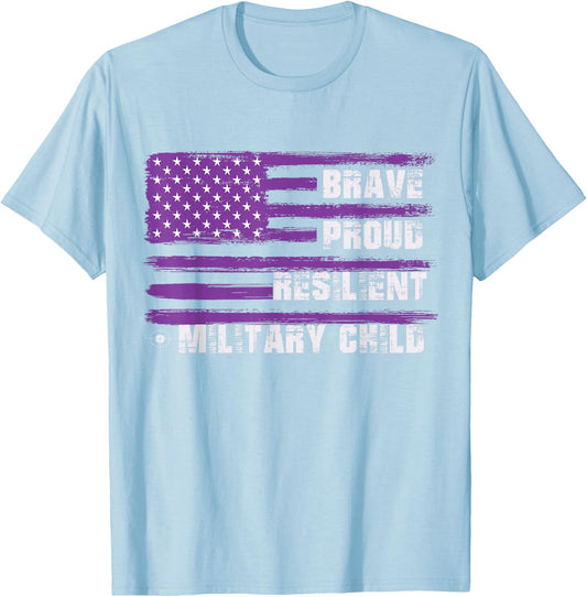 2023 Month Military Kids Military Child Adult Purple UP T-Shirt - T-Shirt | Light Blue