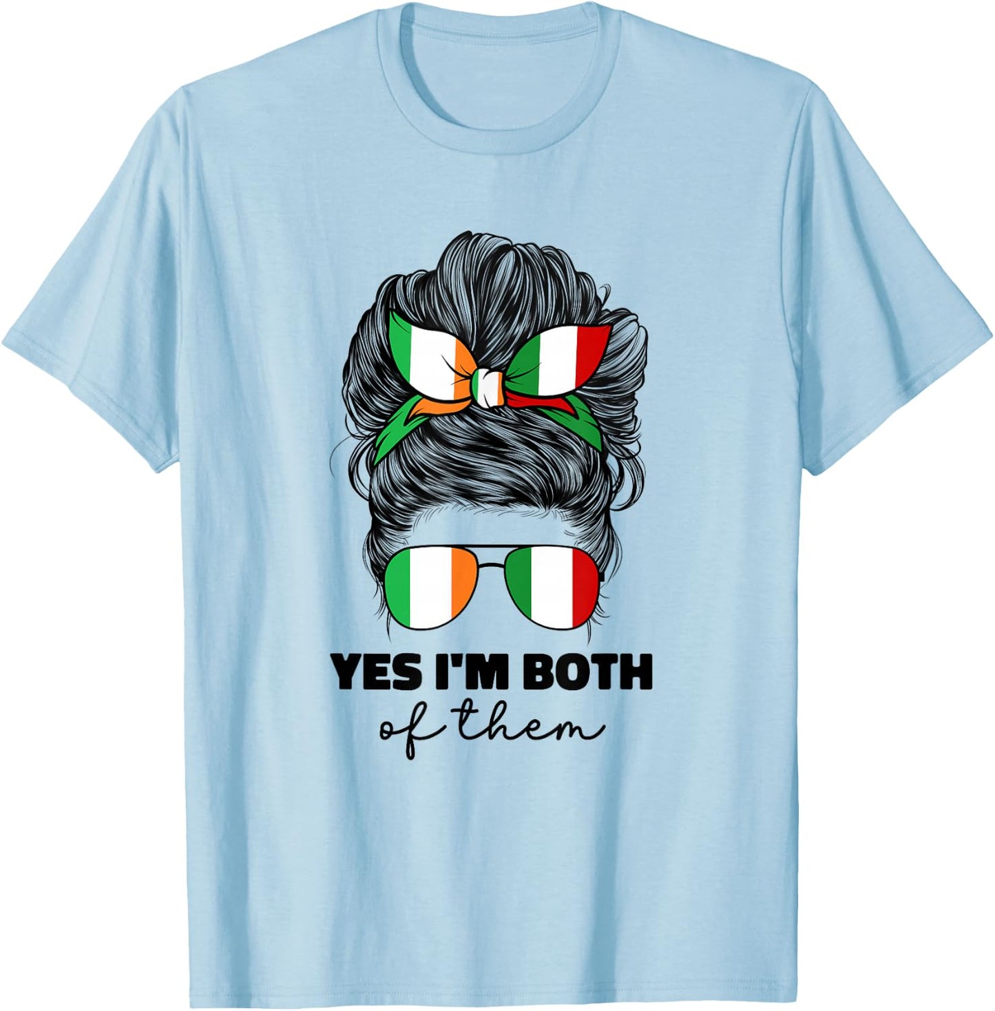 Half Italian and Irish Ireland Italy Flag Girl Mix T-Shirt - T-Shirt | Light Blue