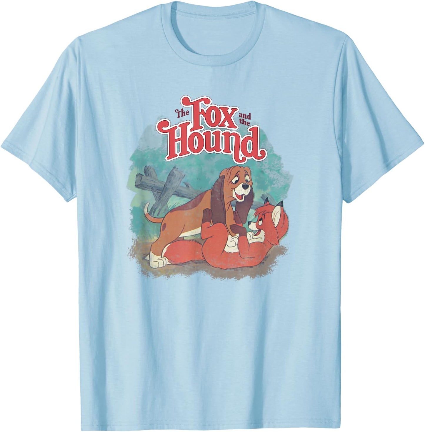 Disney The Fox and The Hound Vintage Classic Poster T-Shirt - T-Shirt | Light Blue