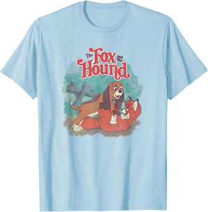 Disney The Fox and The Hound Vintage Classic Poster T-Shirt - T-Shirt | Light Blue