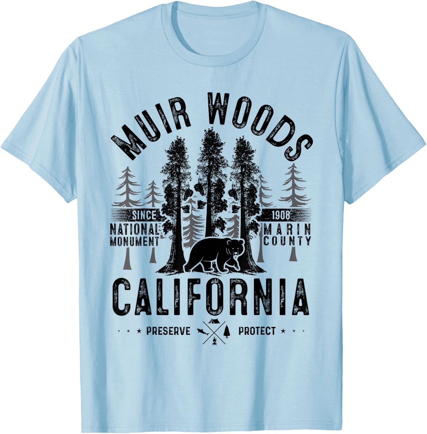 Muir Woods National Monument National Park Apparel T-Shirt - T-Shirt | Light Blue