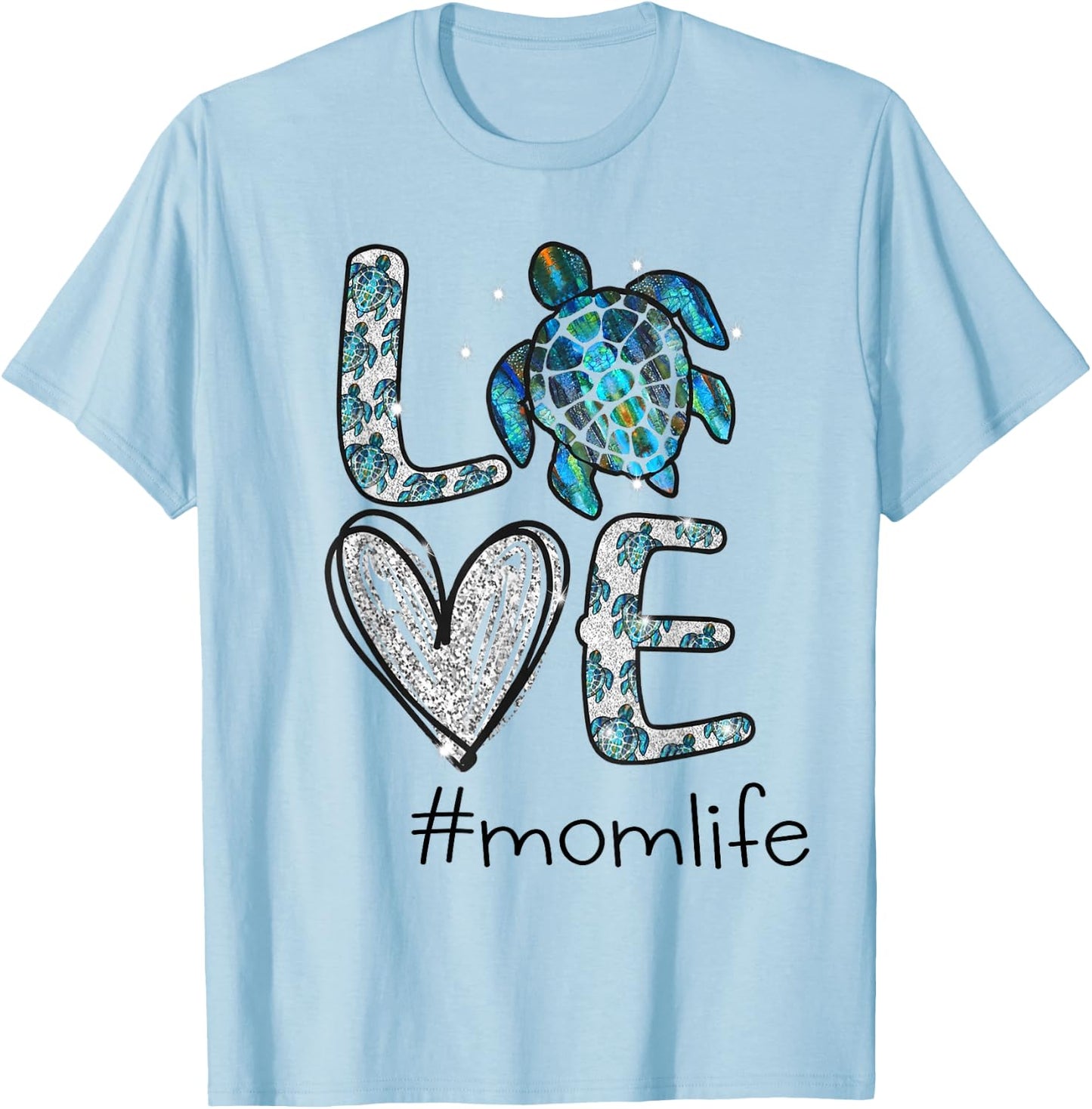 Mom Turtle - Love Mom Life Sea Turtle T-Shirt - T-Shirt | Light Blue
