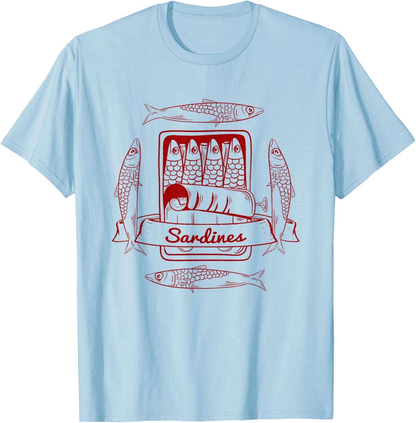 Food Designs by Early Kirky Sardines in a Tin T-Shirt - T-Shirt | Light Blue