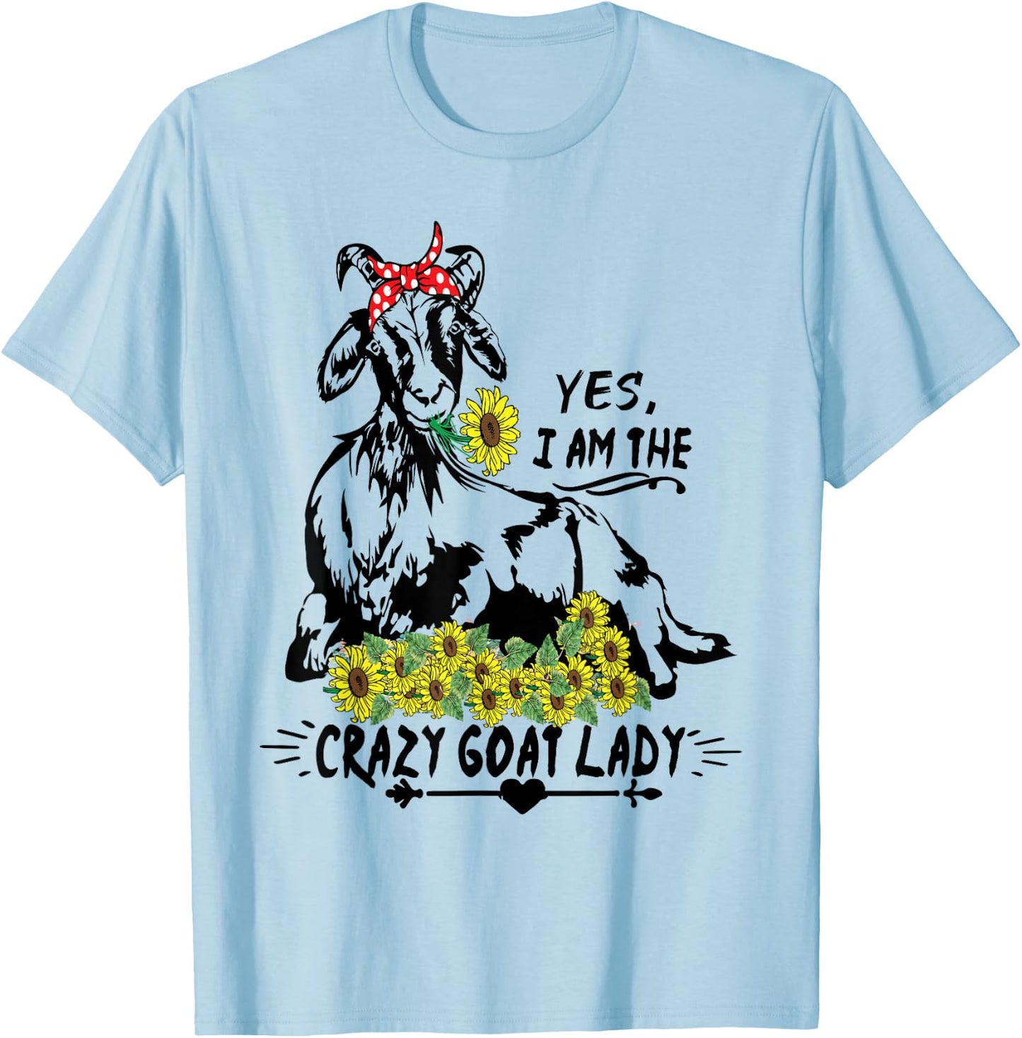 Women's Crazy Goat Lady Goats Farm Animal Funny T-Shirt - T-Shirt | Light Blue