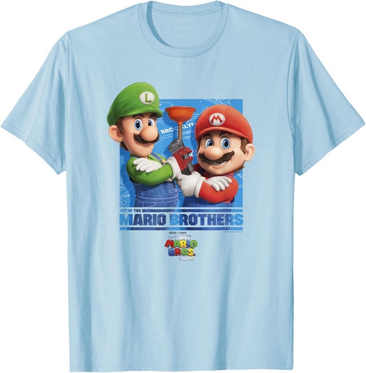 The Super Mario Bros. Movie We're The Mario Brothers Poster T-Shirt - T-Shirt | Light Blue