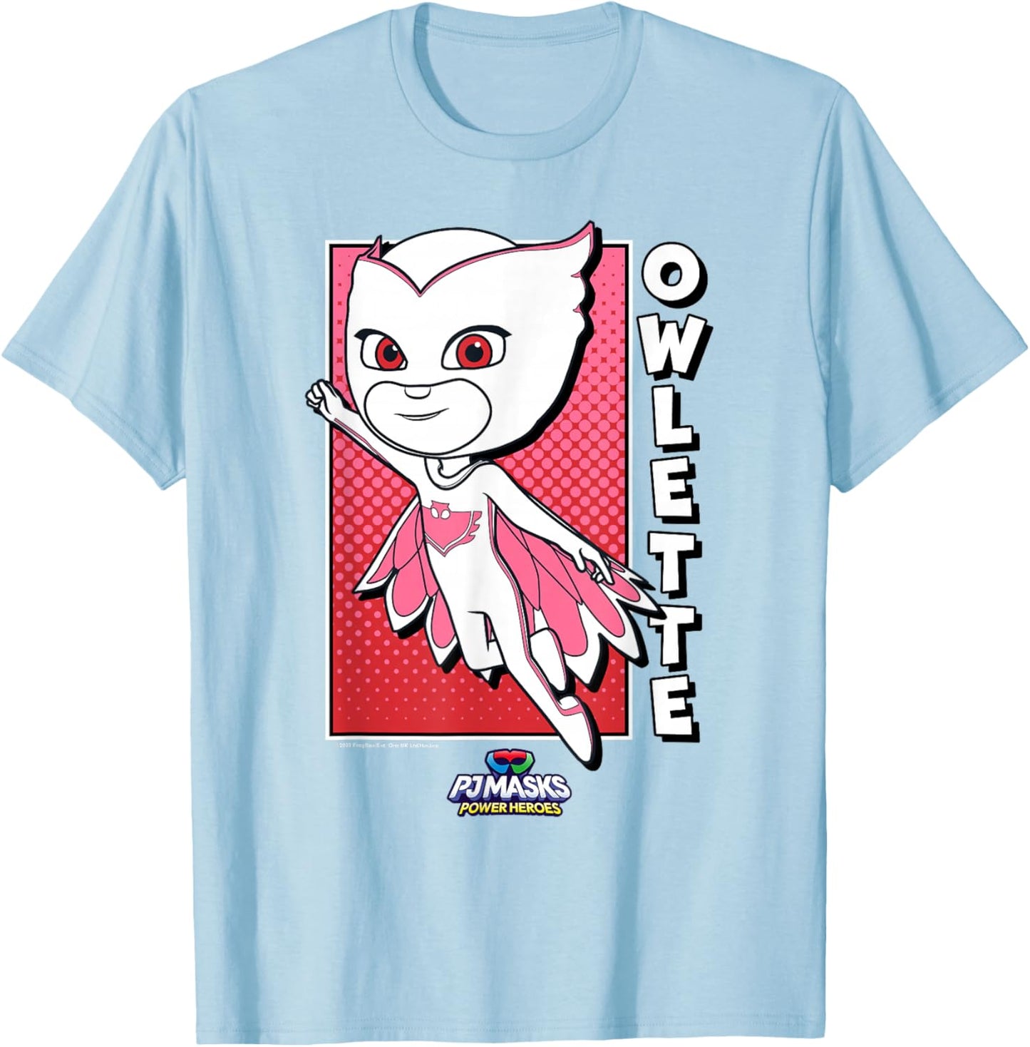 PJ Masks Owlette Comic Style Panel Logo T-Shirt - T-Shirt | Light Blue