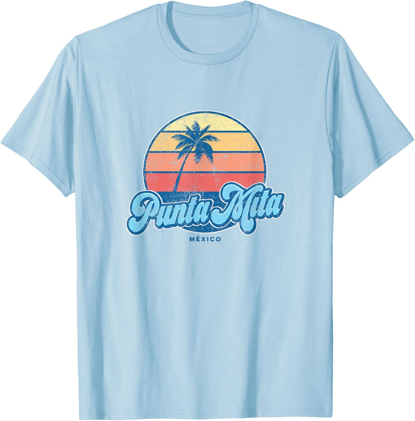 Vintage Punta Mita Mexico Classic 70s Retro Surfer T-Shirt - T-Shirt | Light Blue