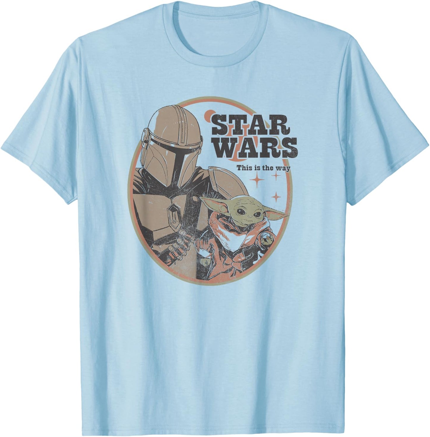Star Wars: The Mandalorian Vintage Baby Yoda Logo T-Shirt - T-Shirt | Light Blue