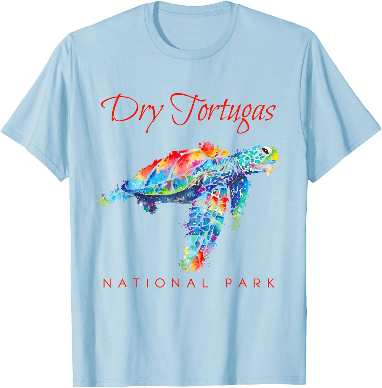 Dry Tortugas National Park Watercolor Sea Turtle T-Shirt - T-Shirt | Light Blue