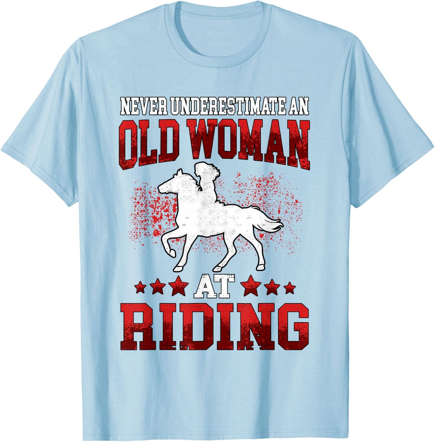 Old woman at riding horse rider T-Shirt - T-Shirt | Light Blue