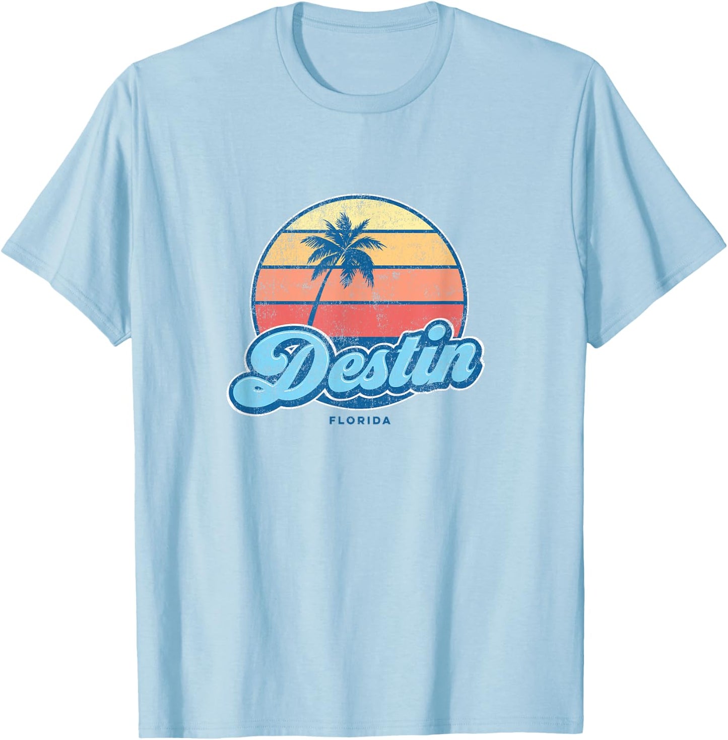 Vintage Destin Florida FL Classic 70s Retro Surfer T-Shirt - T-Shirt | Light Blue