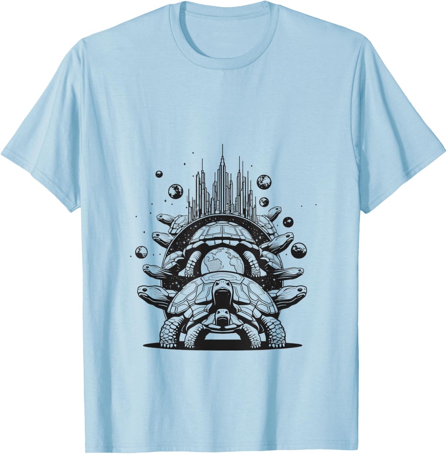 Turtles All The Way Down Graphic T-Shirt - T-Shirt | Light Blue