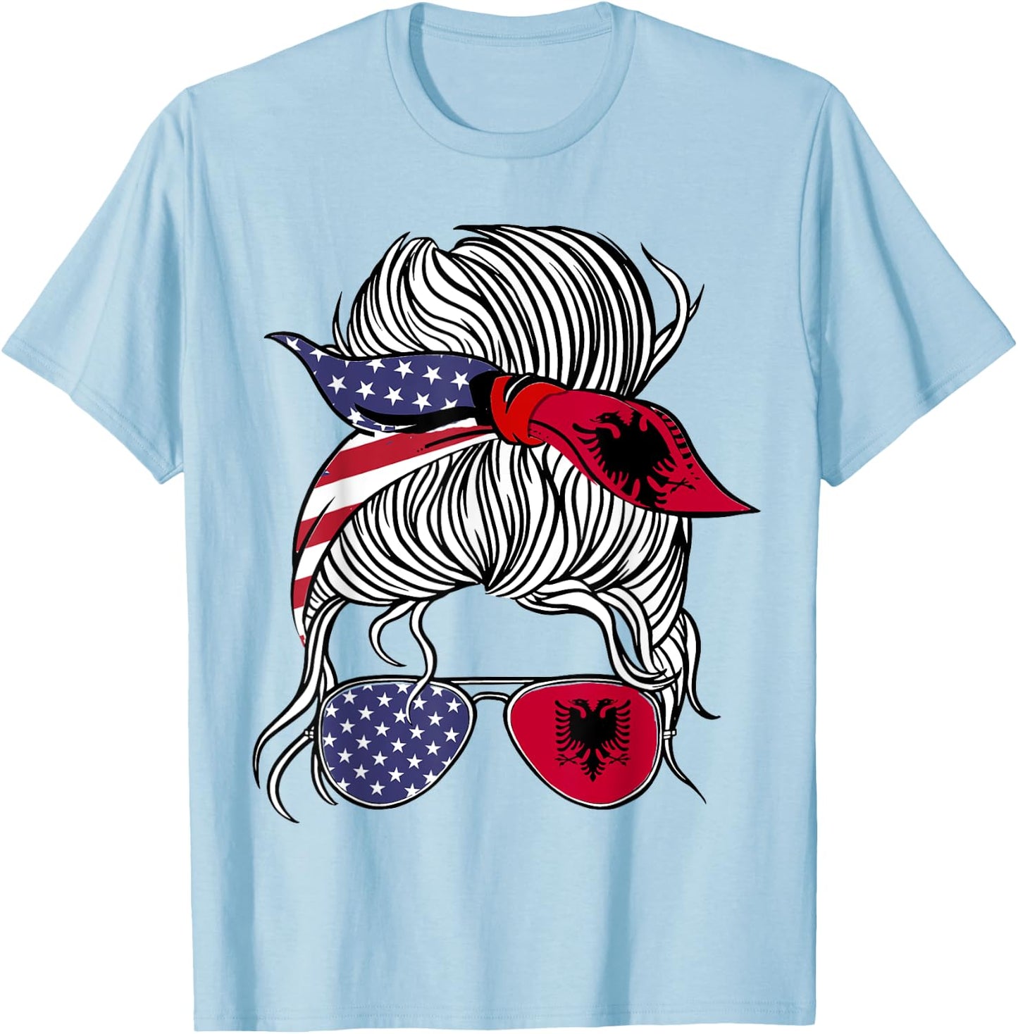 American Albanian Patriot Flag Women Girl Albania Grown T-Shirt - T-Shirt | Light Blue