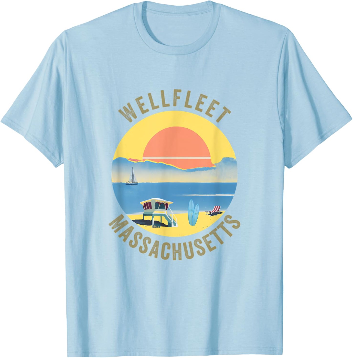 Wellfleet Souvenir Apparel - Retro Vintage Wellfleet T-Shirt - T-Shirt | Light Blue