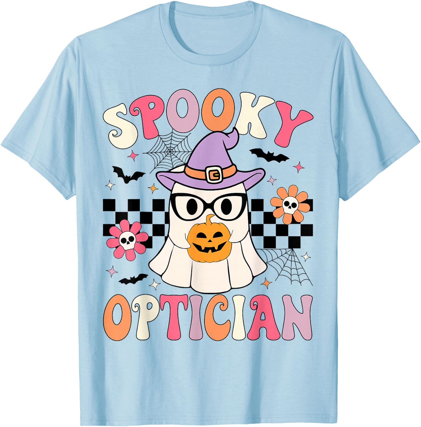 Spooky Optician Halloween Eye Doctor Halloween Optometry T-Shirt - T-Shirt | Light Blue