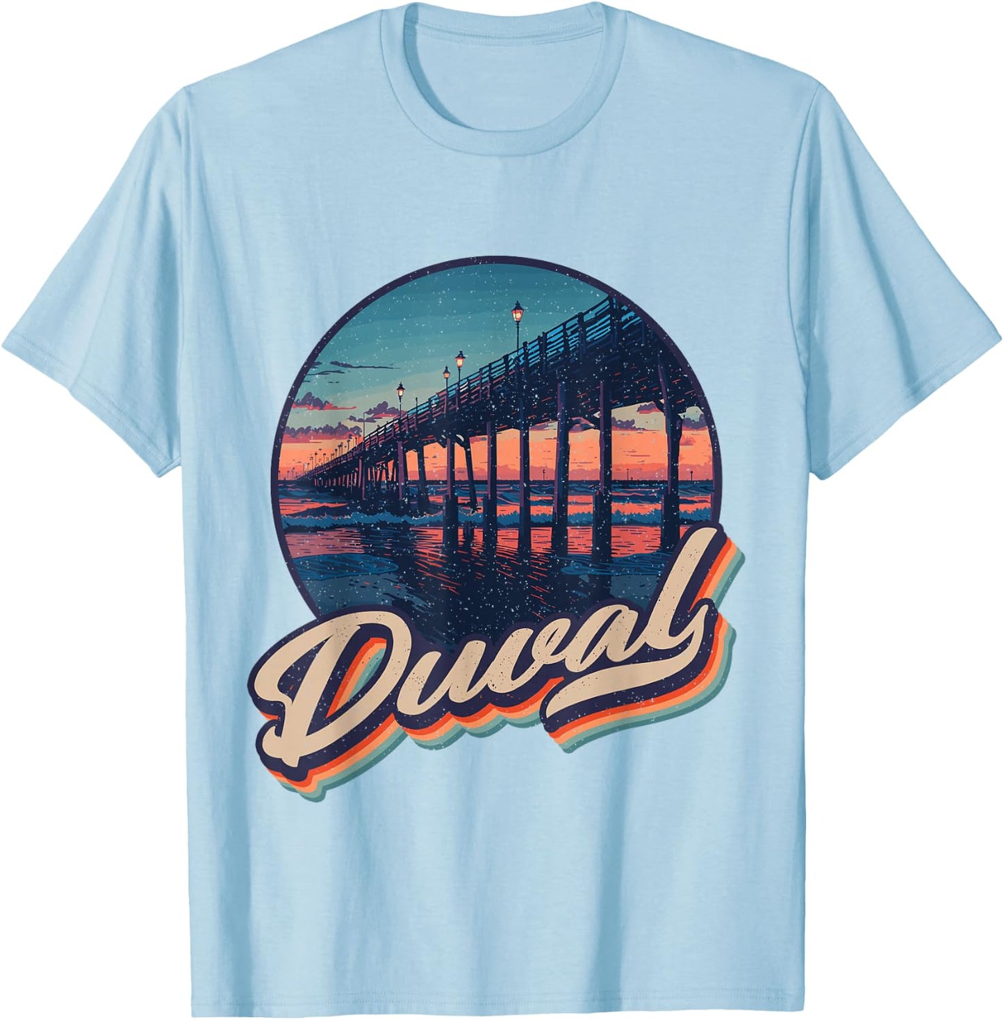 Vintage Duval County 904 Spirit: Jacksonville Beach Pier T-Shirt - T-Shirt | Light Blue
