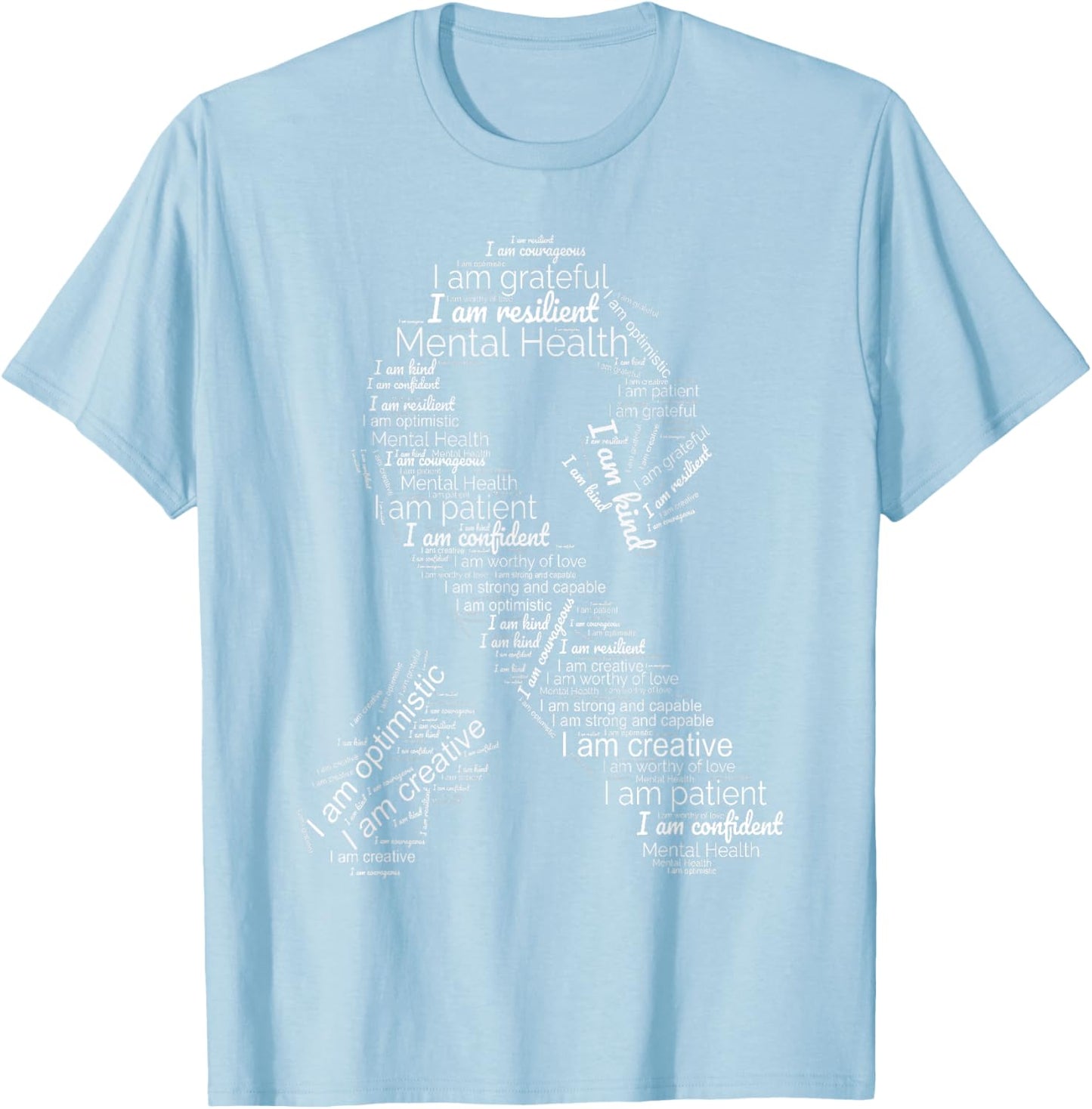 Green Ribbon In May Support Mental Health Awareness T-Shirt - T-Shirt | Light Blue