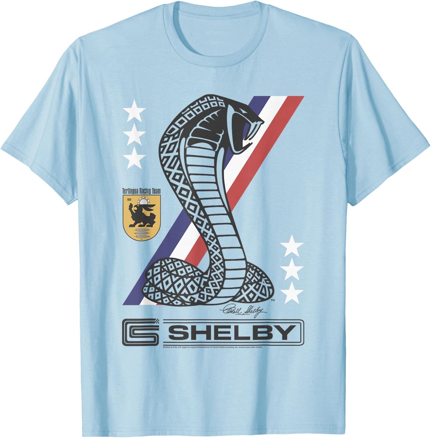 Carroll Shelby Shelby Racing Stripe Snake T-Shirt - T-Shirt | Light Blue