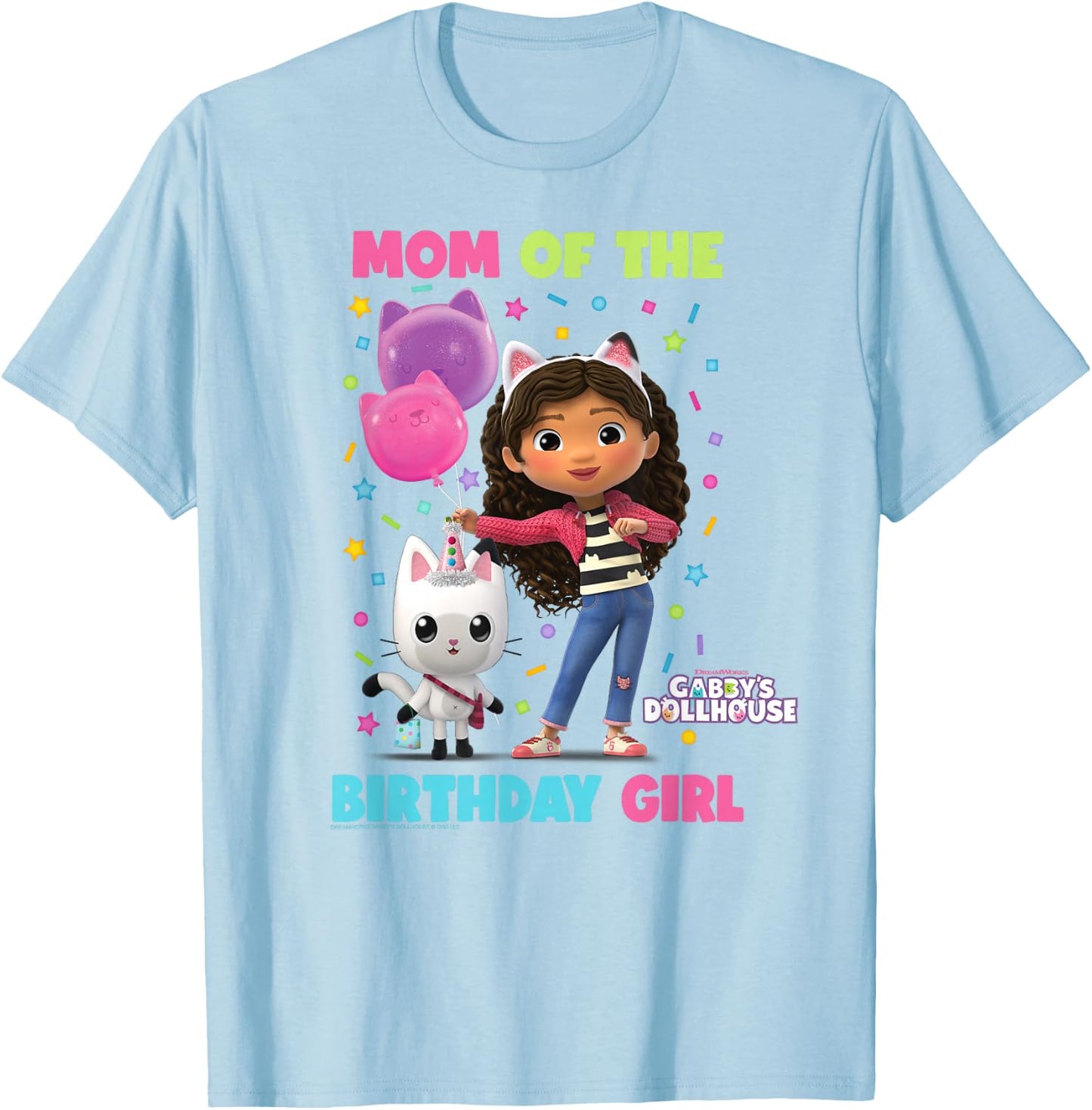DreamWorks Gabby's Dollhouse Mom of The Birthday Girl T-Shirt - T-Shirt | Light Blue