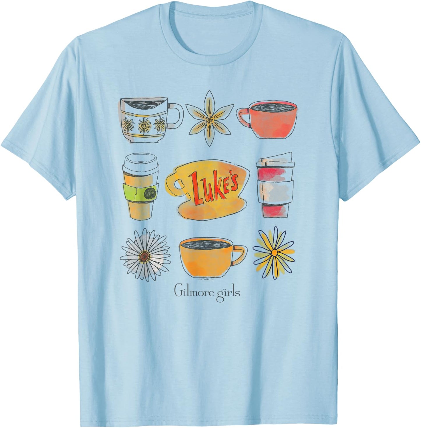 Gilmore Girls - Lukes Coffee Grid T-Shirt - T-Shirt | Light Blue