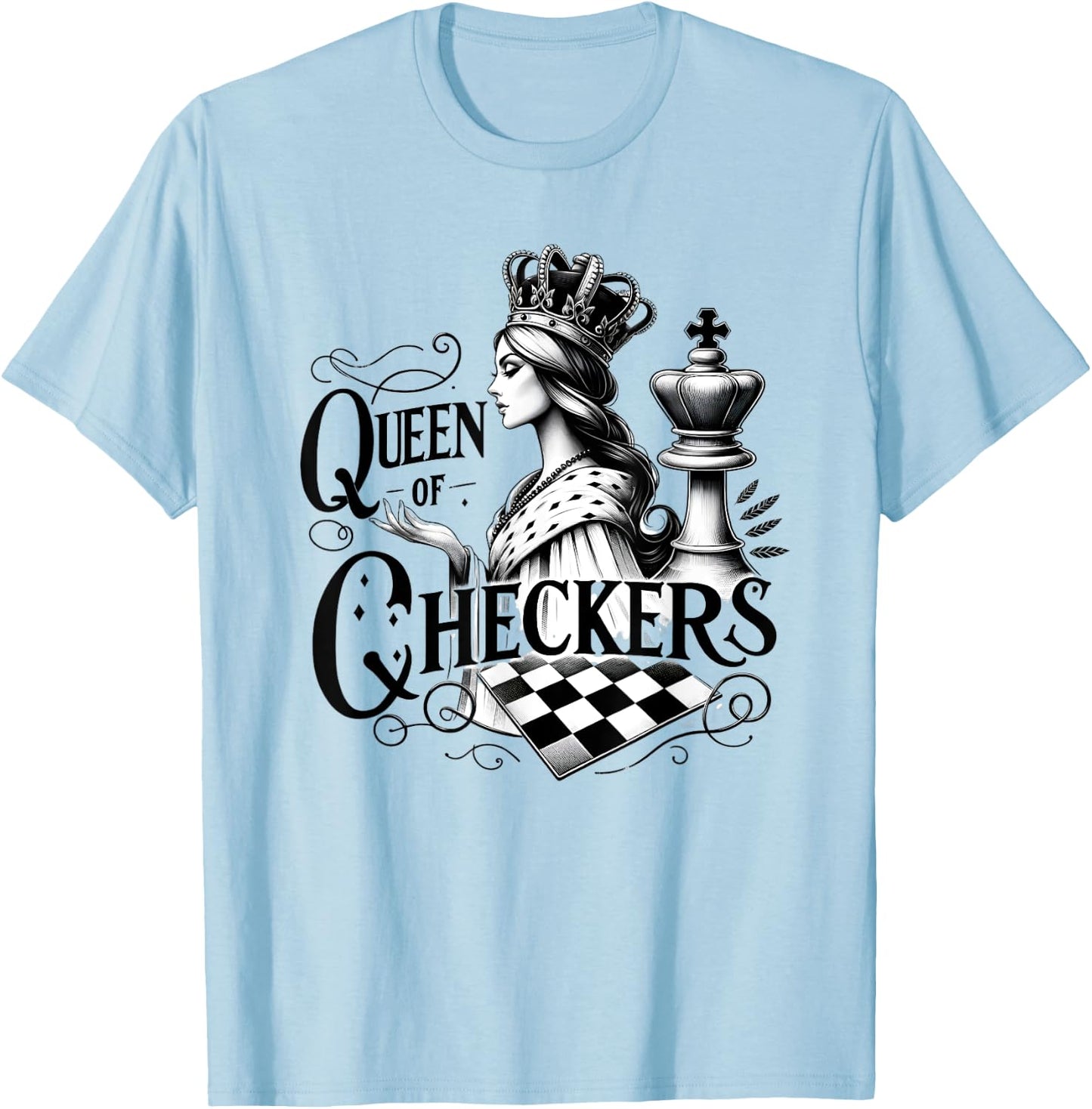 Queen of Checkers inspired by modern art T-Shirt - T-Shirt | Light Blue