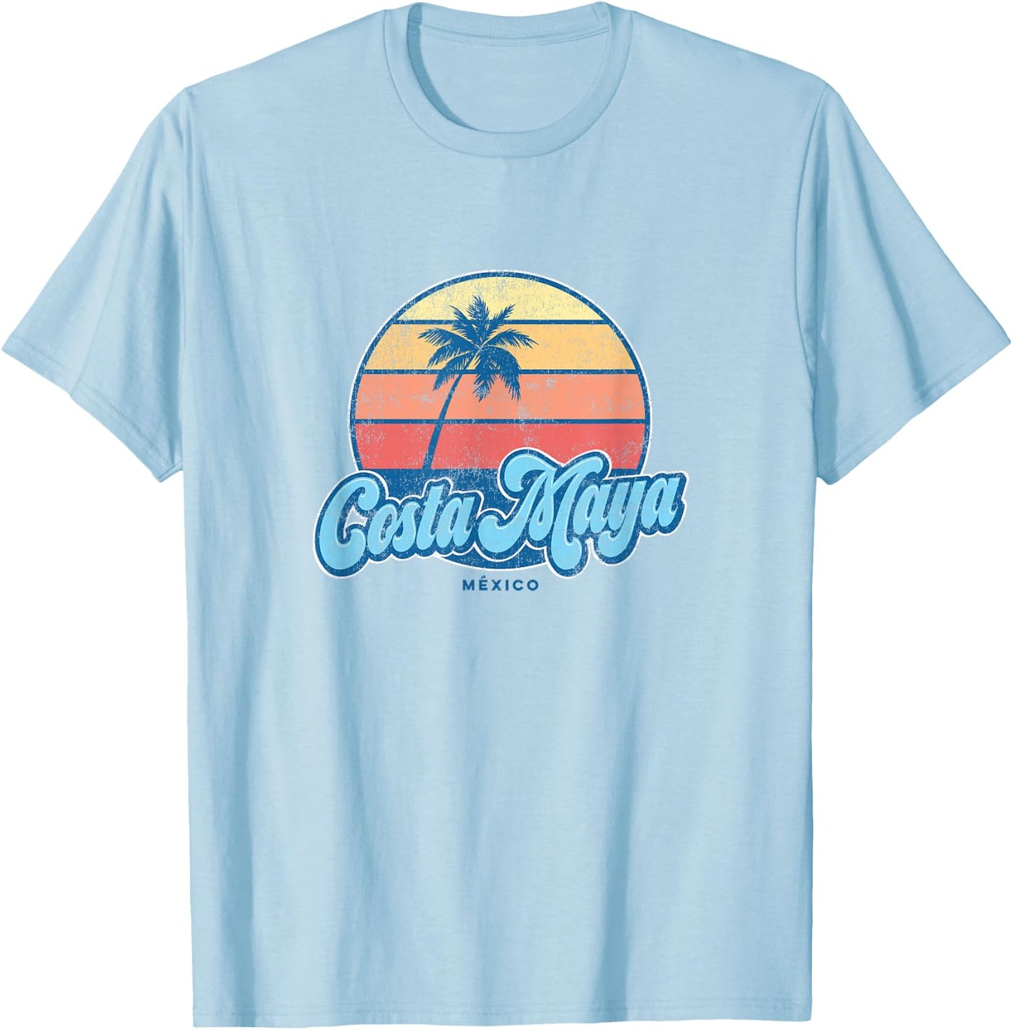 Vintage Costa Maya Mexico Classic 70s Retro Surfer T-Shirt - T-Shirt | Light Blue