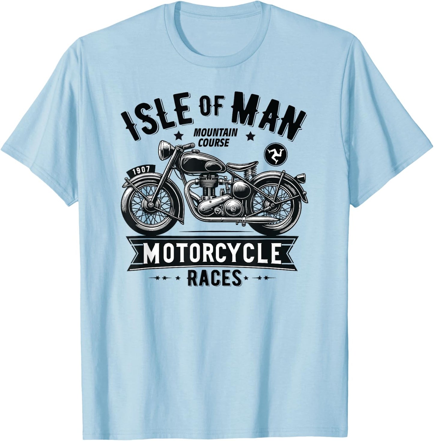 Isle of Man TT Races Vintage Motorcycle Retro Design T-Shirt - T-Shirt | Light Blue