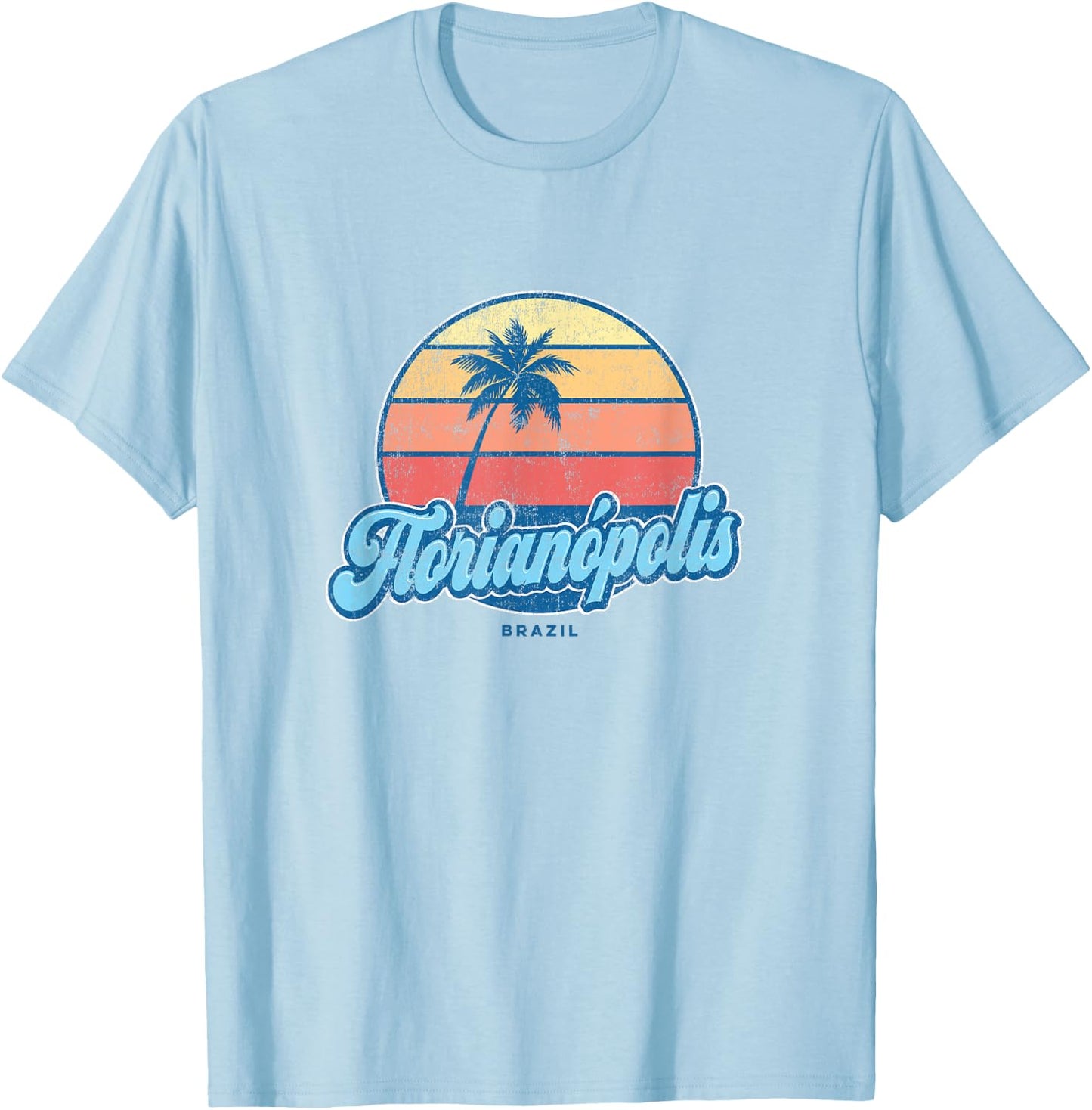 Vintage Florianopolis Brazil Classic 70s Retro Surfer T-Shirt - T-Shirt | Light Blue