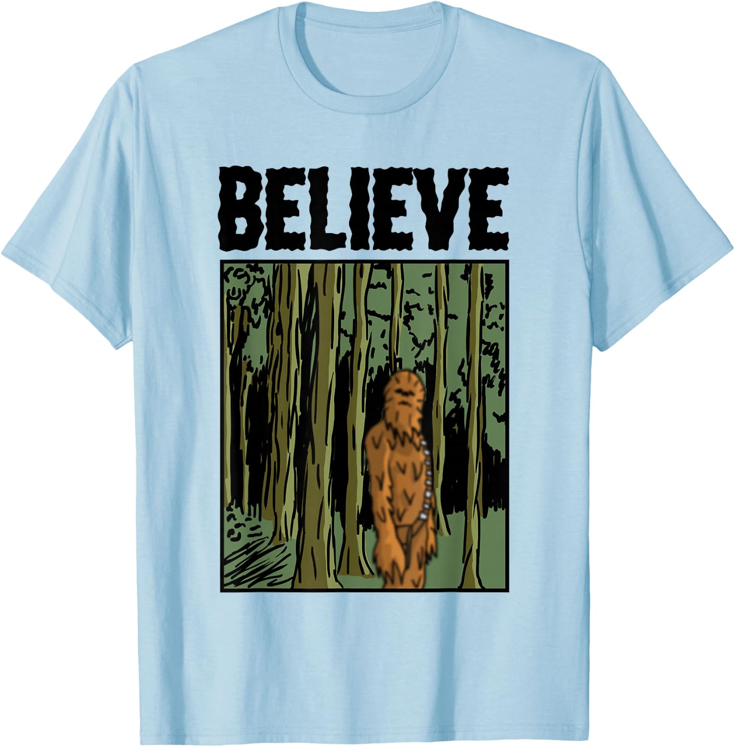 Star Wars Classic Chewbacca Big Foot Vintage Print Poster T-Shirt - T-Shirt | Light Blue