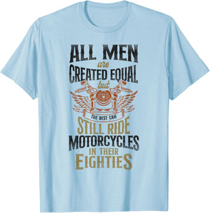 Classic Motorcycle Biker Grandpa 80th Birthday All Men Are T-Shirt - T-Shirt | Light Blue