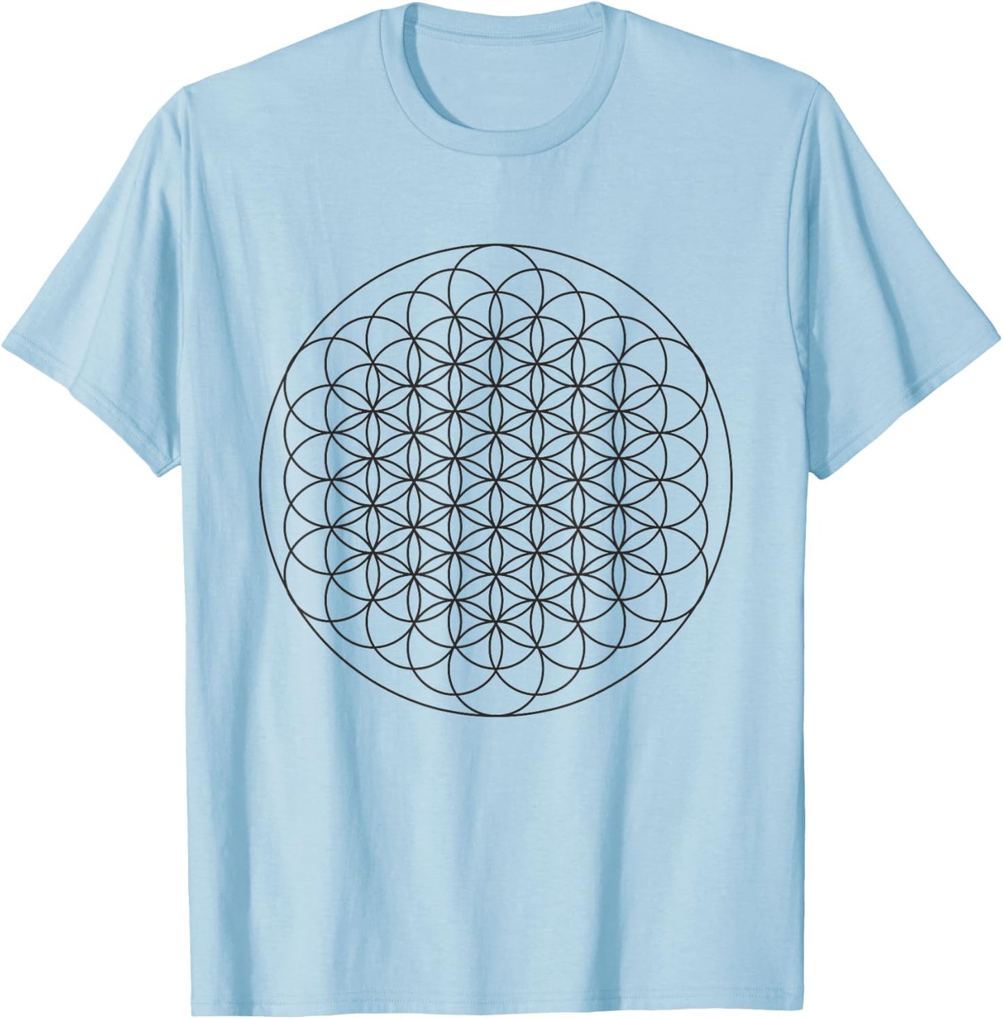Flower of Life Sacred Mystical Geometry Platonic Solids T-Shirt - T-Shirt | Light Blue