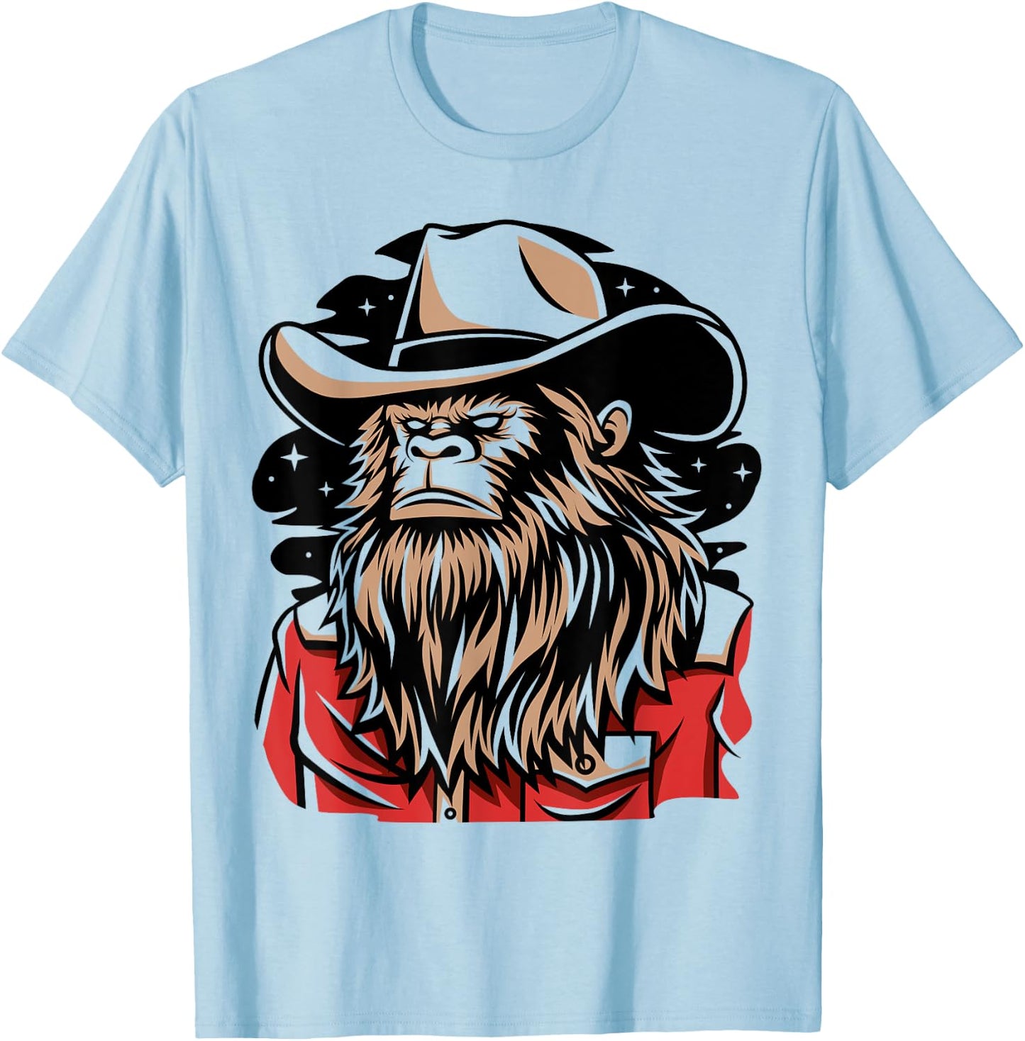Retro Howdy Bigfoot Sasquatch Cowboy Rodeo Western Country T-Shirt - T-Shirt | Light Blue