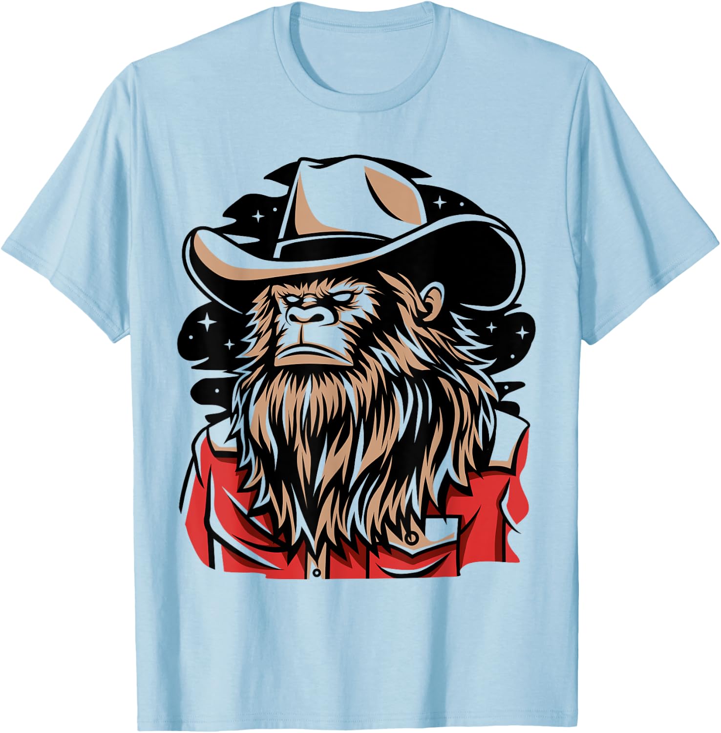 Retro Howdy Bigfoot Sasquatch Cowboy Rodeo Western Country T-Shirt - T-Shirt | Light Blue
